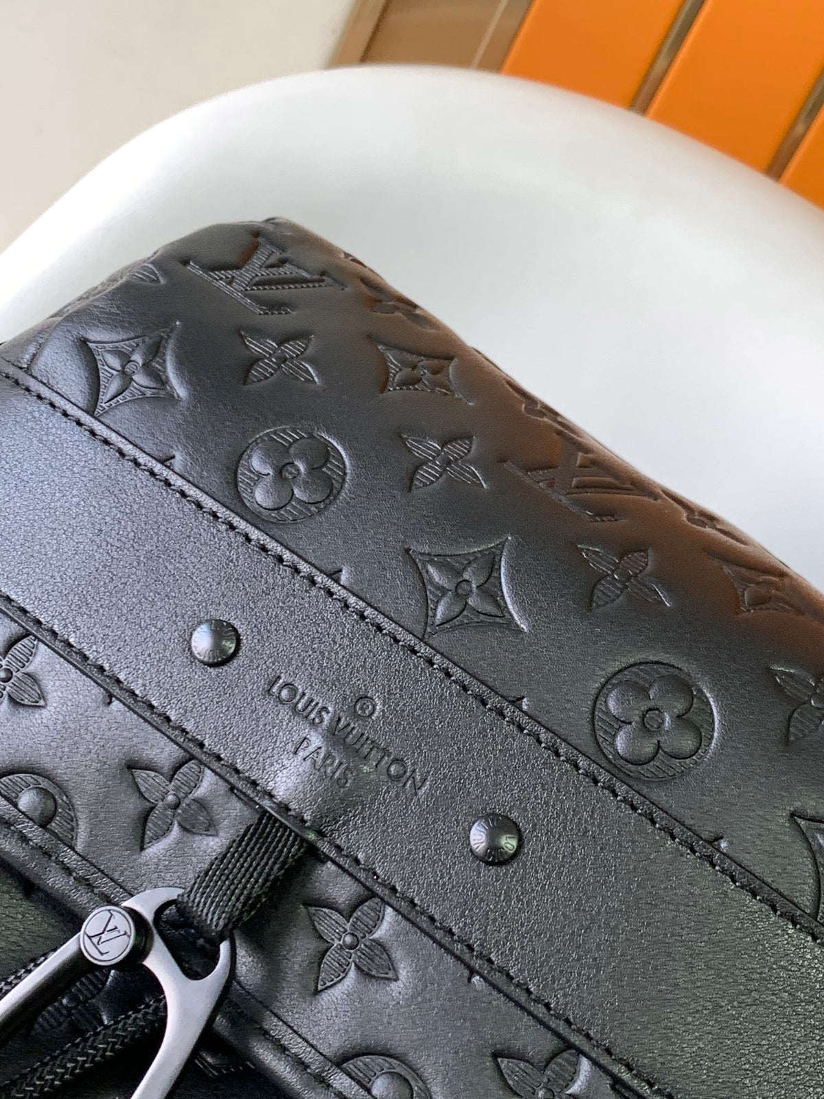DISCOVERY BACKPACK 54 IN BLACK EMBOSSED MONOGRAM CALFSKIN