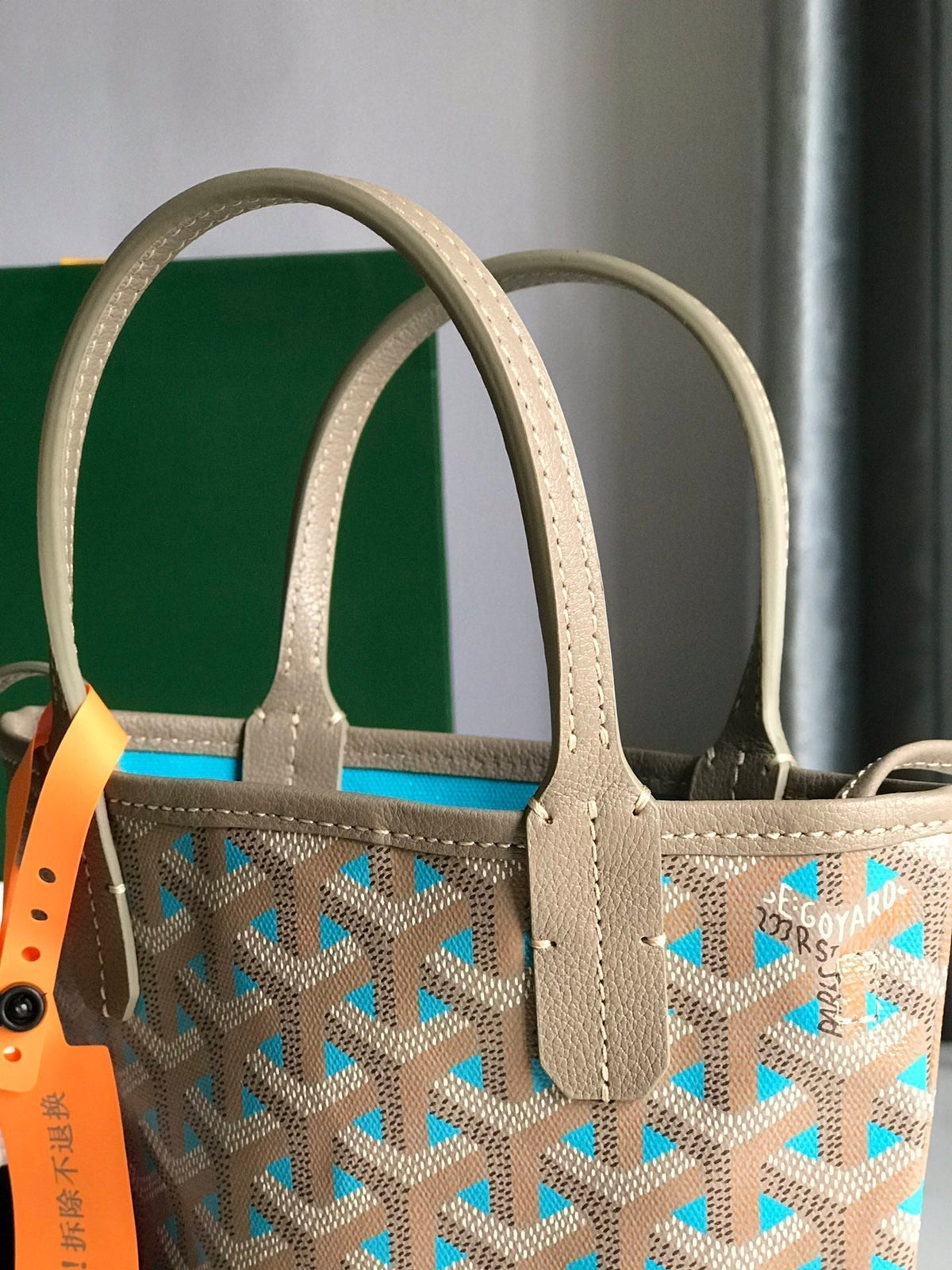 POITIERS CLAIRE-VOIE BAG 24 IN GREY MIX BLUE GOYARDINE CANVAS AND CALFSKIN
